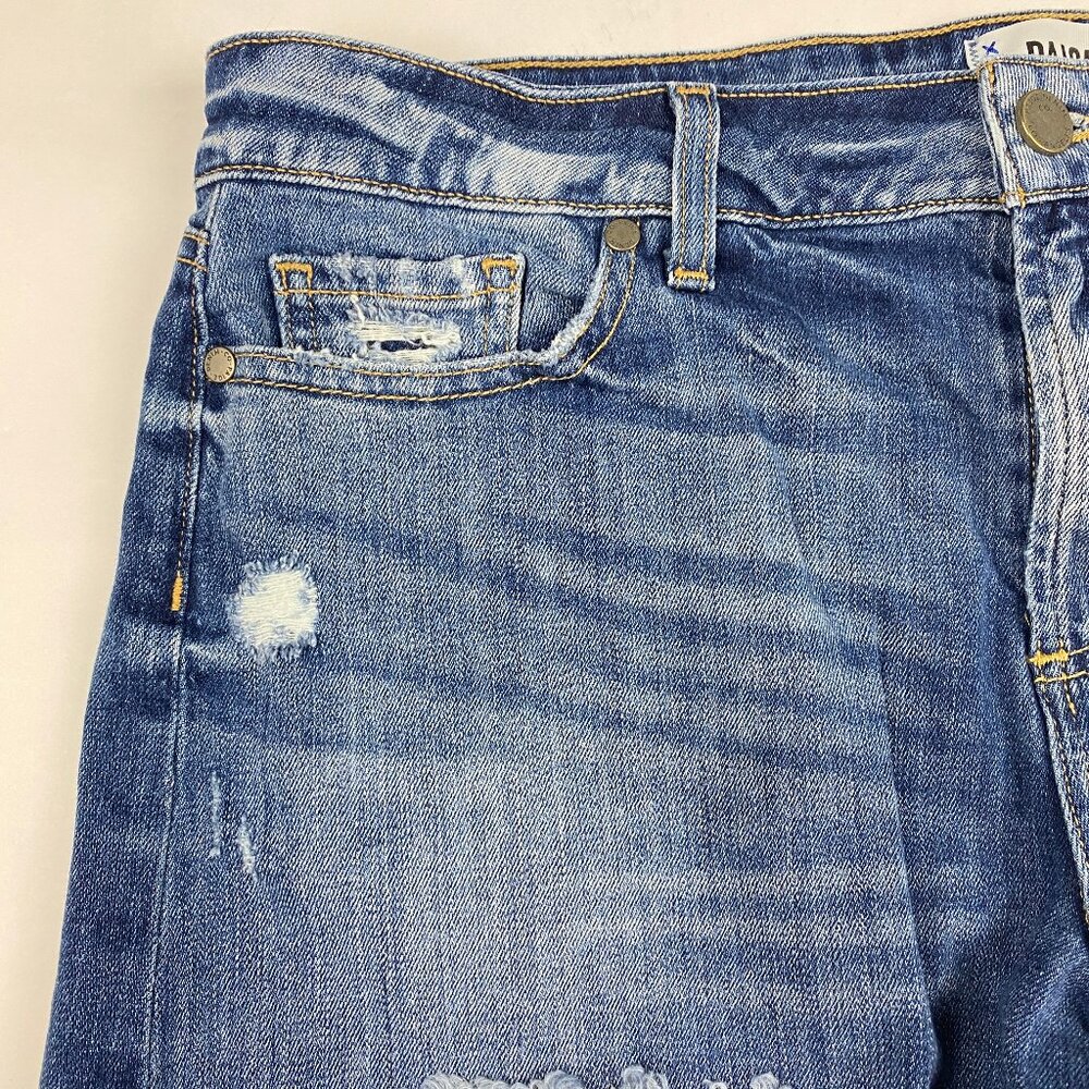 Paige Denim Daryn Jean Distressed Shorts Size 31 Medium Wash Cutoff - Picture 3 of 13
